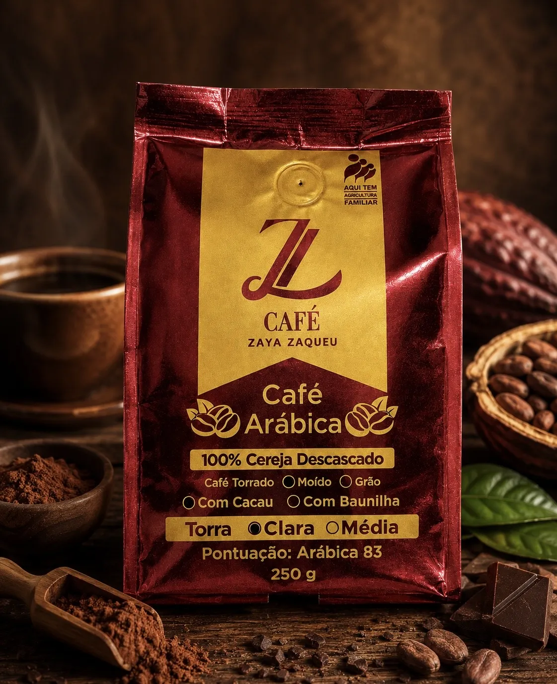 Café Especial Com Cacau Moído 100% Arábica - Torra Clara 250g